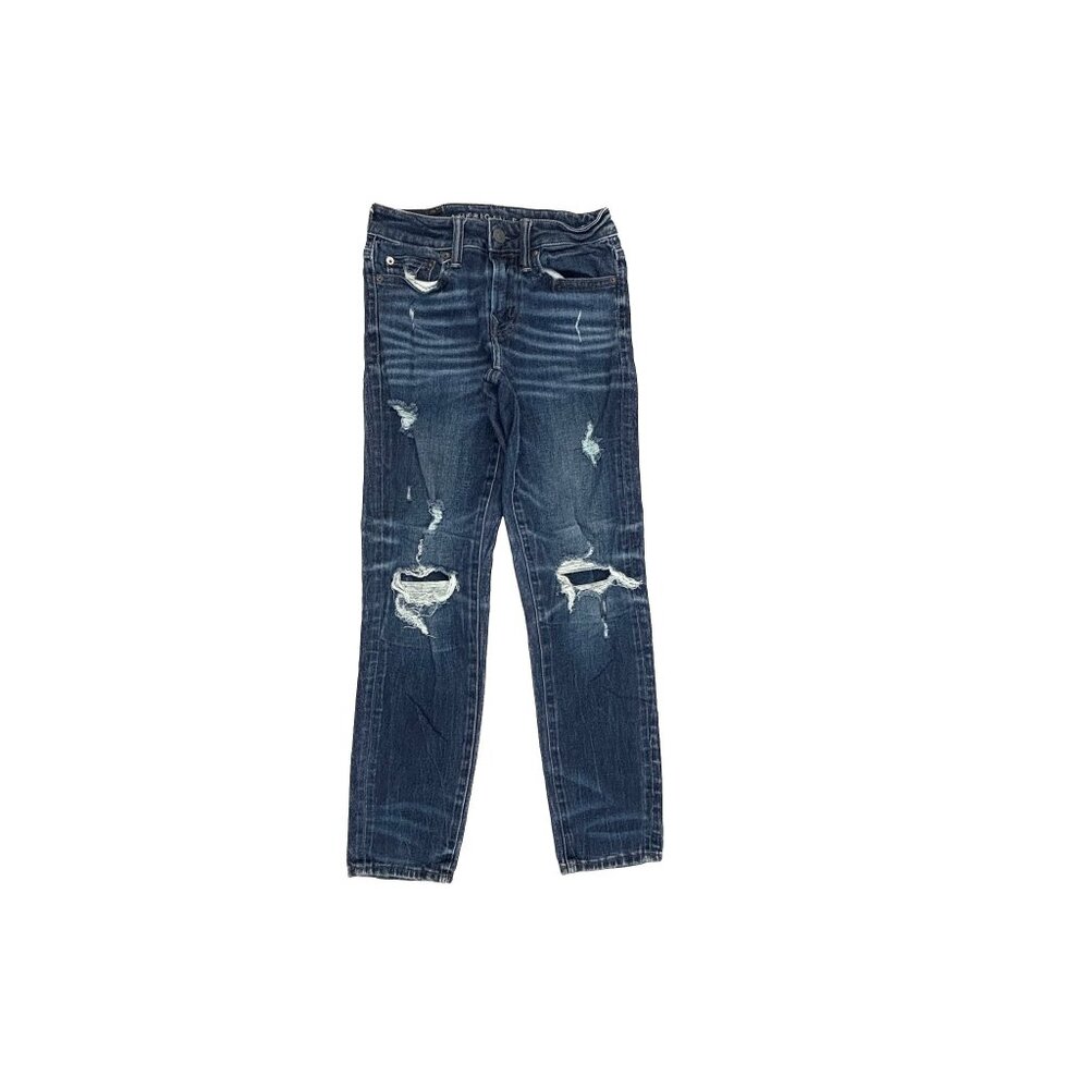 American Eagle Skinny‎ Distressed Boy's size 26x28 Dark Wash Blue Denim Jeans